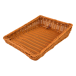 Weidenkorb aus Kunststoff, schräg, 300 x 380 x 40-90 mm - Dalebrook Produktbild für Lebensmittelpräsentation, Frischetheke