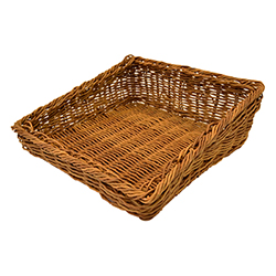 Weidenkorb aus Kunststoff, 337 x 331 x 55-110 mm, Braun - Dalebrook Produktbild für Lebensmittelpräsentation, Frischetheke