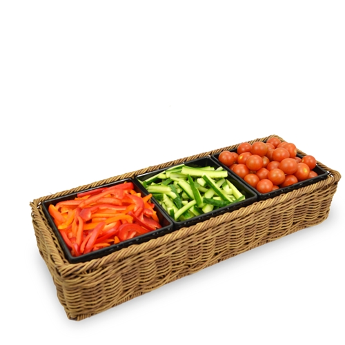 Rechteckiger Weidenkorb aus Kunststoff, 550 x 195 x 110 mm, Braun