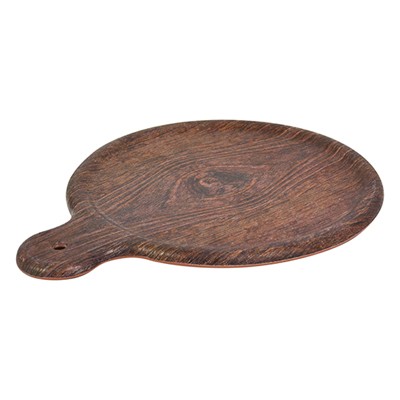 Tablett, rustikale Holzoptik (Eiche), rund mit Griff